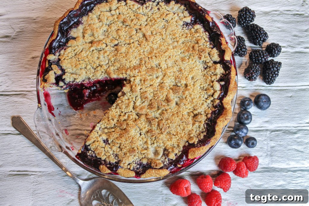 Cardamom Crumble Triple-Berry Pie Recipe 3 triple berry pie with cardamom crumb
