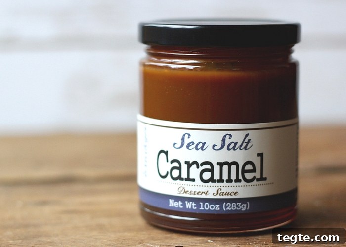 Chocolate Caramel Fondue Recipe for Dipping Fruits and Treats 4 A jar of sea salt caramel.
