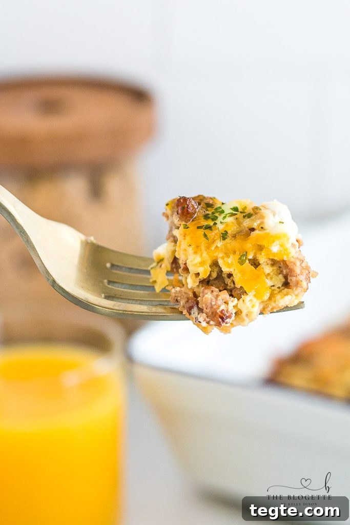 Cheesy Breakfast Sausage Casserole with Crispy Hash Browns 9 The best Breakfast Sausage Casserole with a layer of cheese, eggs, crescent dough, and sausage!