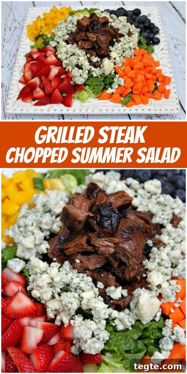 pinterest collage image for grilled steak summer salad