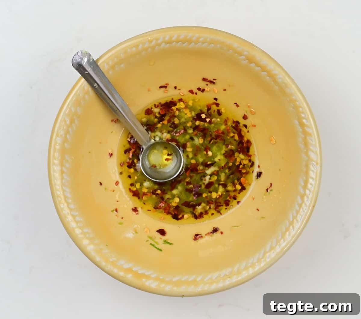 Bowl of prawn salad dressing