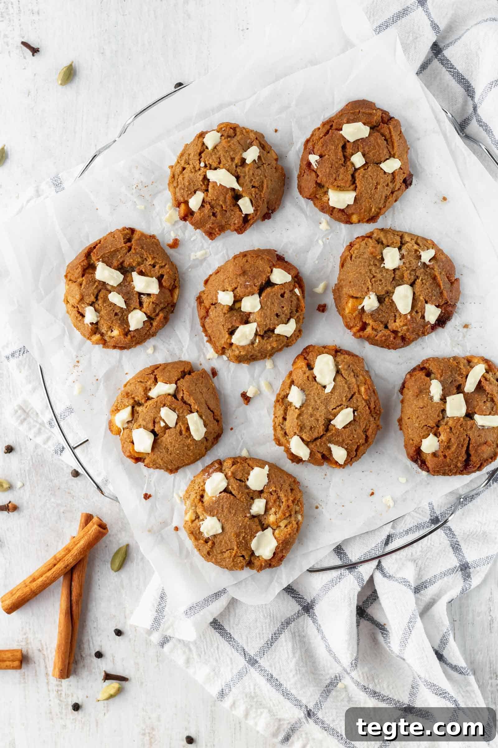 Gluten-Free Chai White Chocolate Cookies Recipe 2 Chai white chocolate chip cookies bring fall in your mouth! These gluten free soft-baked cookies are perfect for fall and winter! #chaispice #chaitea #chaicookies #whitechocolate #glutenfreecookies #chickpeacookies