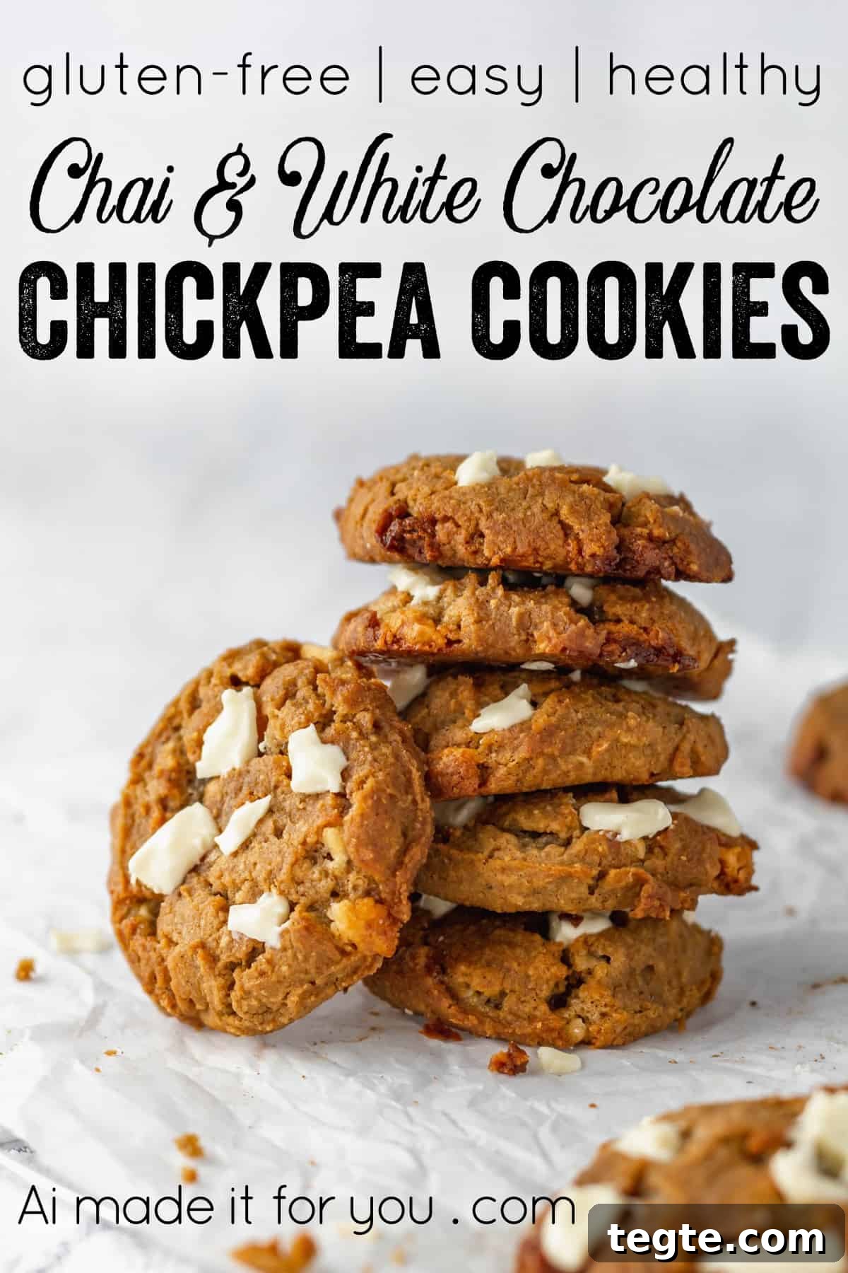 Gluten-Free Chai White Chocolate Cookies Recipe 12 Chai white chocolate chip cookies bring fall in your mouth! These gluten free soft-baked cookies are perfect for fall and winter! #chaispice #chaitea #chaicookies #whitechocolate #glutenfreecookies #chickpeacookies
