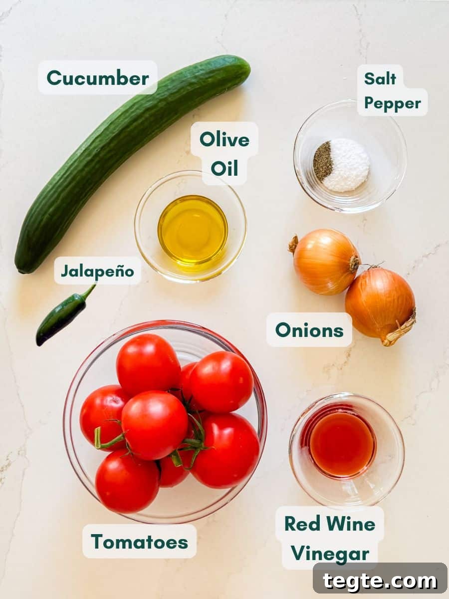 An overhead image of labeled recipe ingredients.