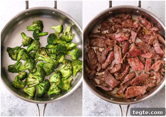 stir frying beef and broccoli