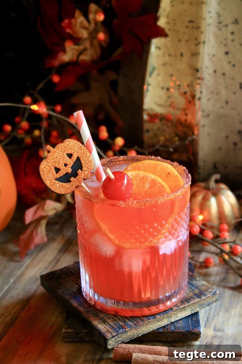 Jack-O'-Lantern Bourbon Spritz: Halloween Cocktail Recipe 2 halloween bourbon drink