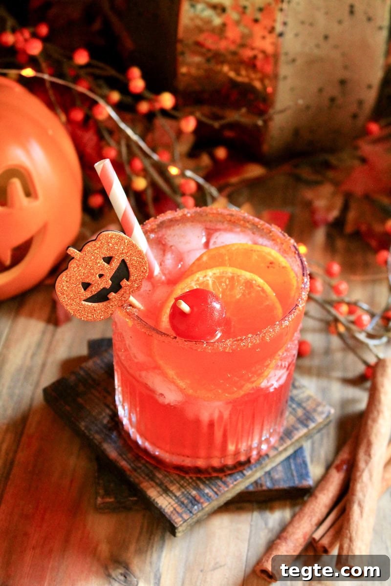 Jack-O'-Lantern Bourbon Spritz: Halloween Cocktail Recipe 4 festive bourbon halloween party cocktail
