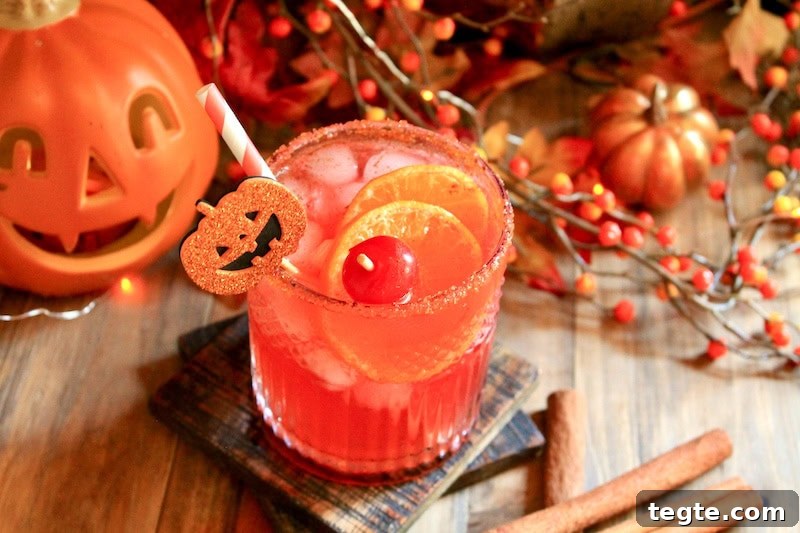 Jack-O'-Lantern Bourbon Spritz: Halloween Cocktail Recipe 5 easy bourbon drink for halloween party