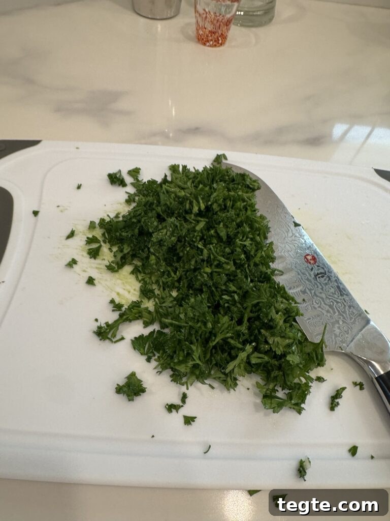 Lemon Pepper Parsley Dip with Shallots — Zesty Herb Sauce for Veggies 5 Chopped parsley