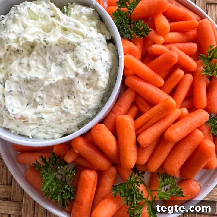 Lemon Pepper Parsley Dip with Shallots and baby carrots