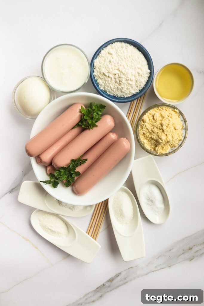homemade corndogs ingredients on countertop