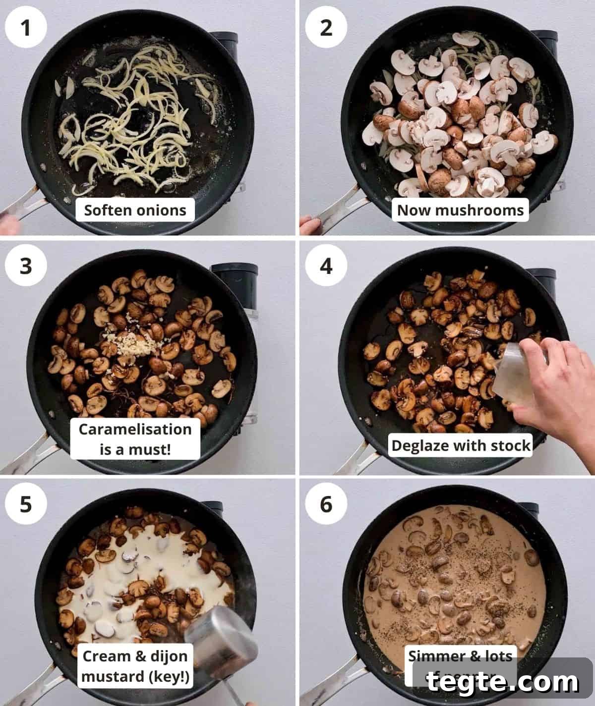Rich and Velvety Mushroom Sauce Recipe for Pasta and Steak 4 Step by step instructions for making this recipe with captions