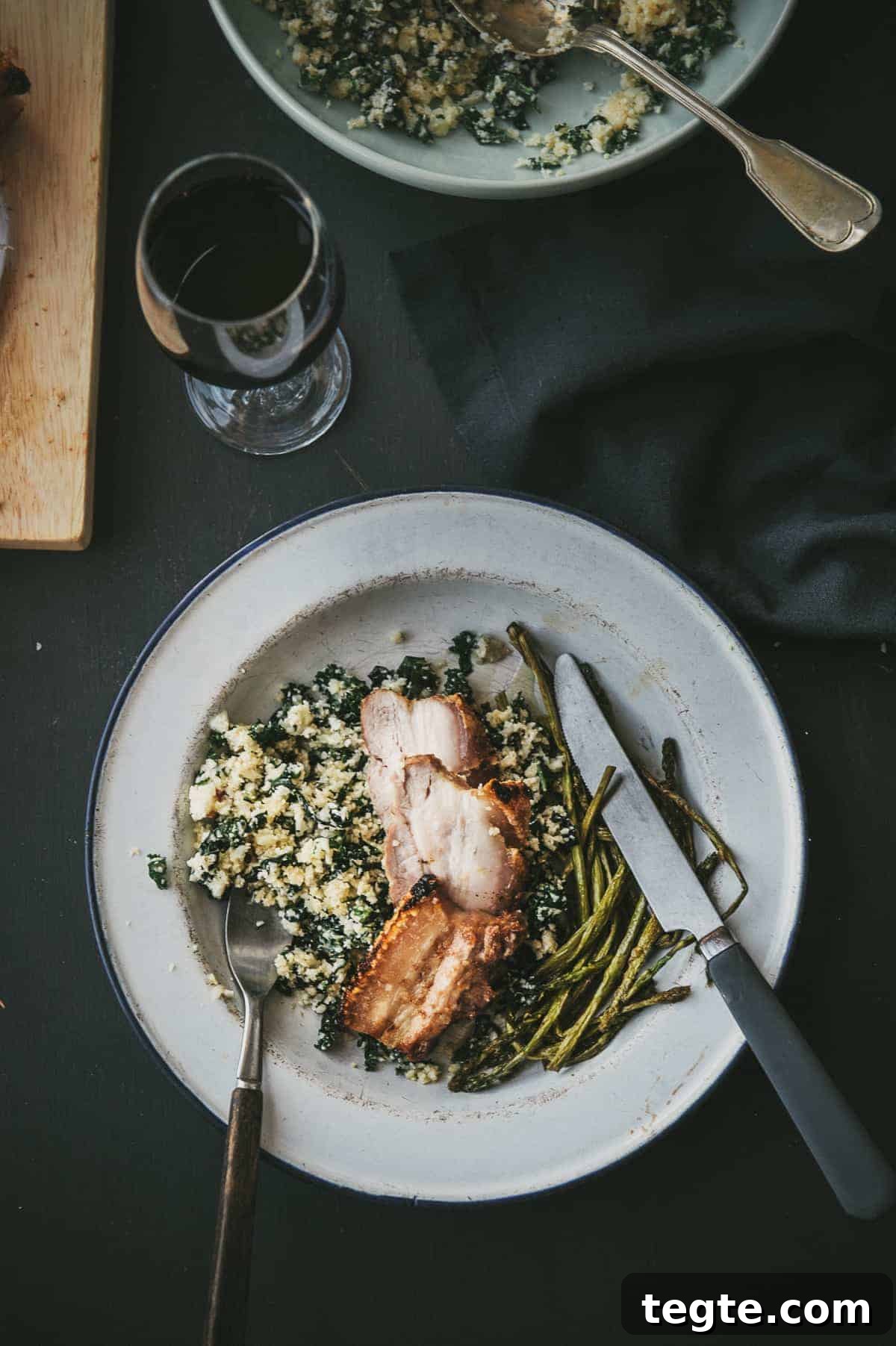 Crispy Pork Belly with Lemon-Herb Cauliflower Couscous 4 crispy pork belly recipe
