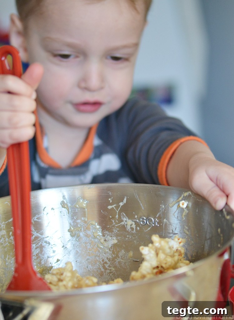 Marshmallow Popcorn Recipe with DIY Spring Treat Bags 3 Kid Making Marshmallow Popcorn