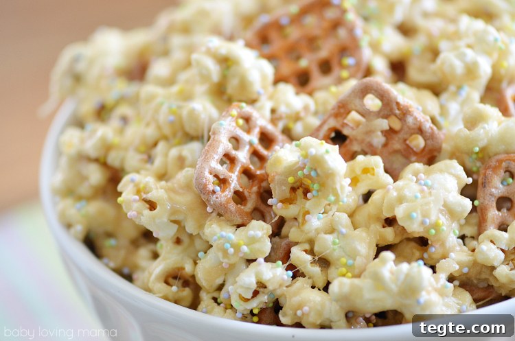 Marshmallow Popcorn Recipe with DIY Spring Treat Bags 5 Sweet and Salty Marshmallow Popcorn