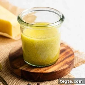 Parmesan Vinaigrette in a small glass jar.