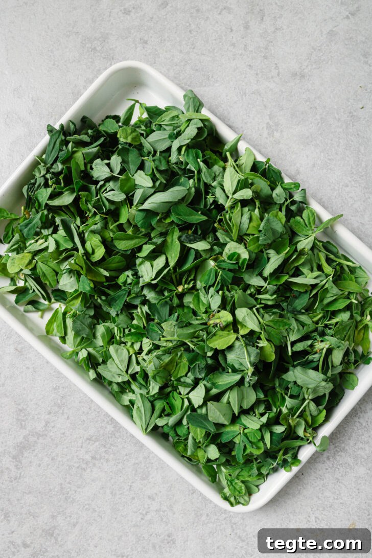 Fenugreek Leaves on a platter