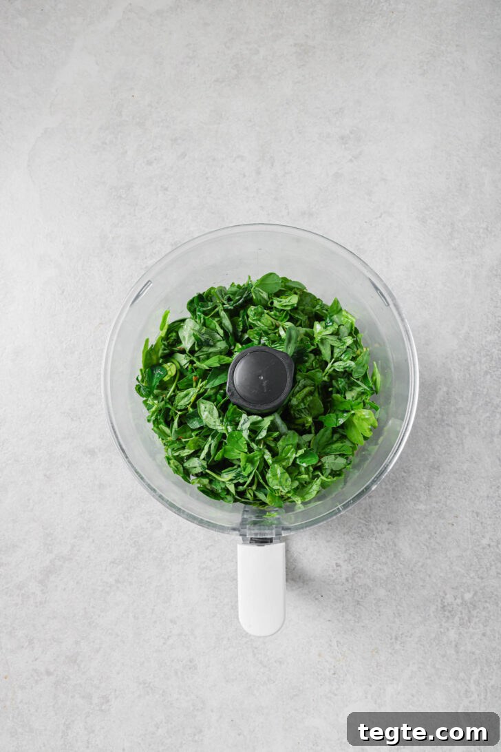 Fenugreek leaves in a food processor