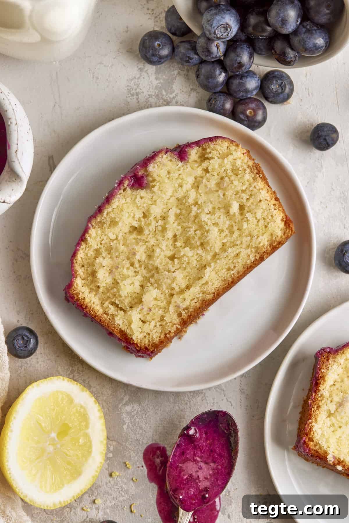 slice of blueberry lemon loaf