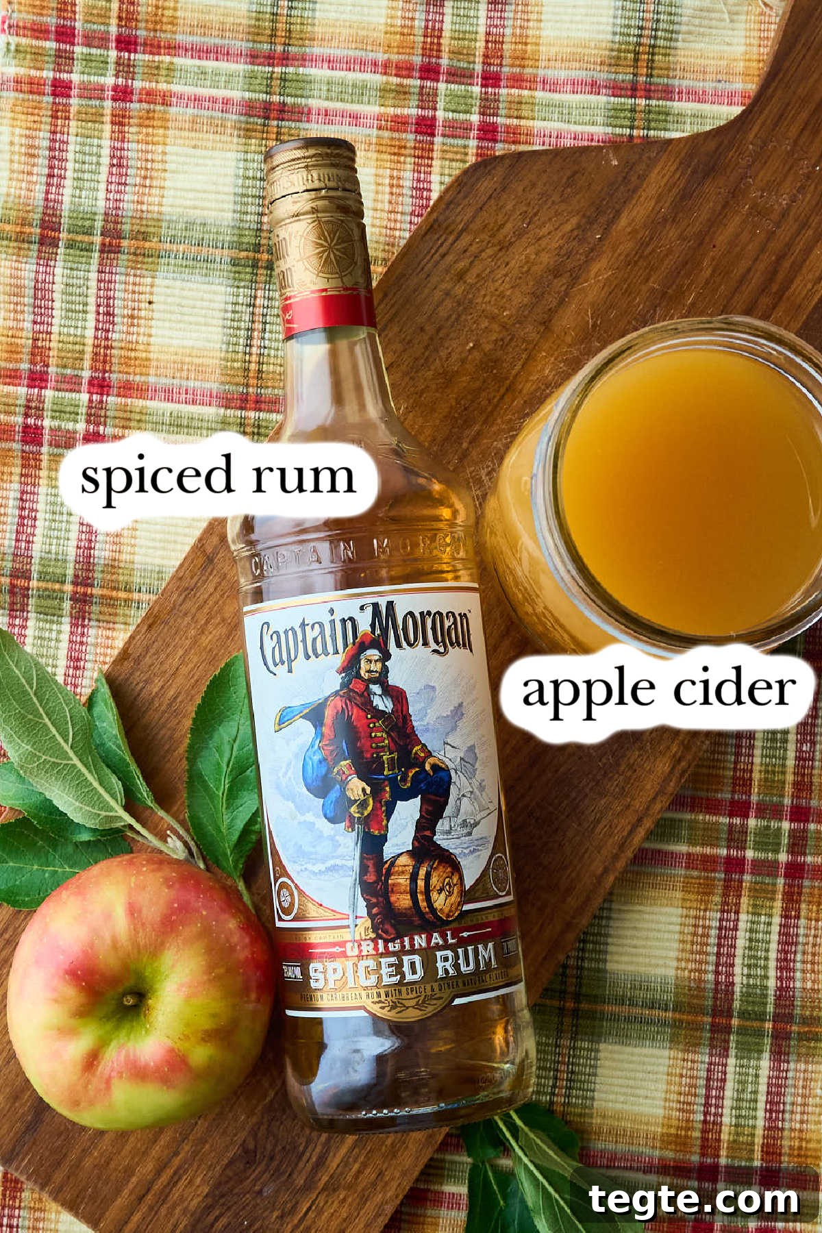 ingredients on plaid cloth.