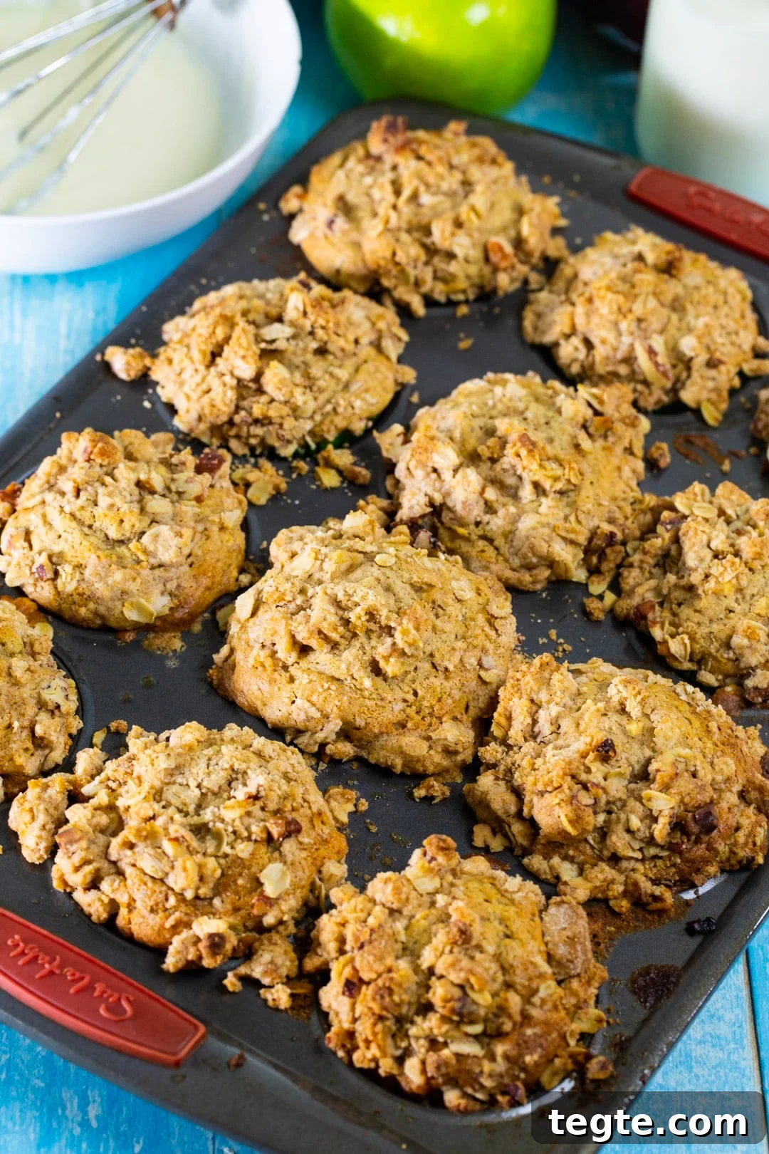 Apple Spice Muffins in muffin tin.
