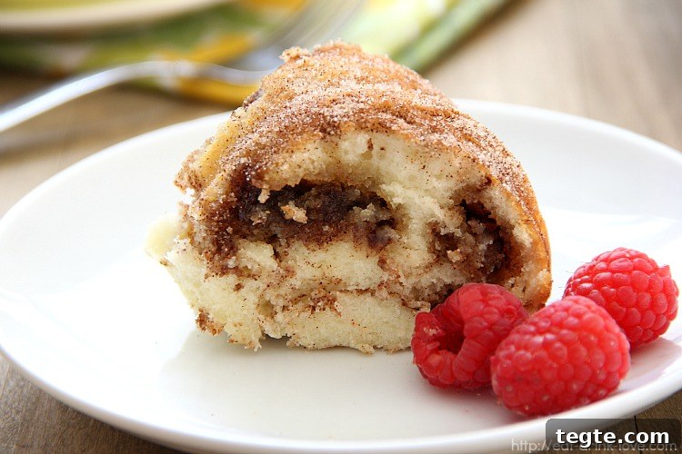 Low-Calorie Coffee Cake Recipe for Guilt-Free Mornings 3 Skinny Coffee Cake on a white plate with raspberries