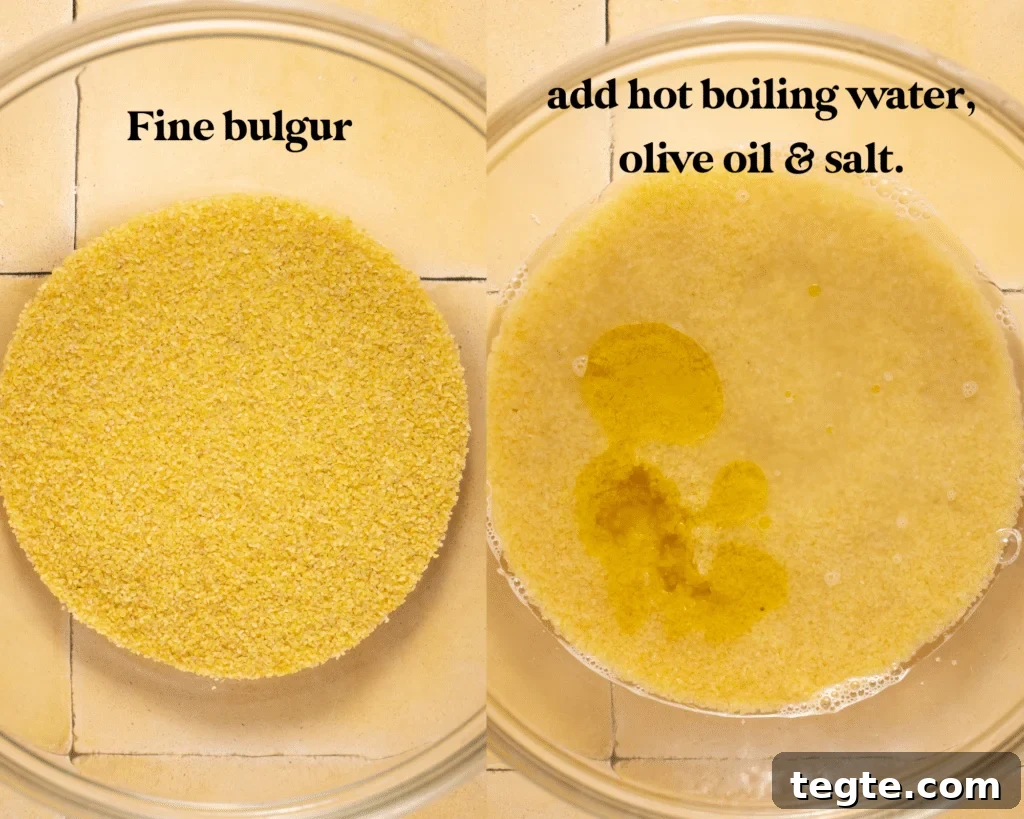 bulgur in a glass bowl.