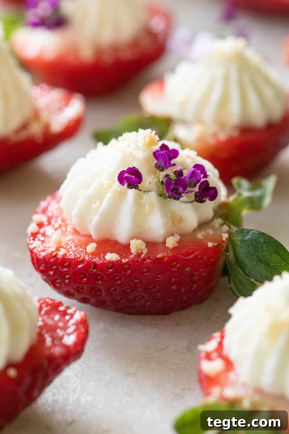 Strawberry Dessert Ideas for Entertaining Guests 3 Easy deviled strawberries with whipped cheesecake.