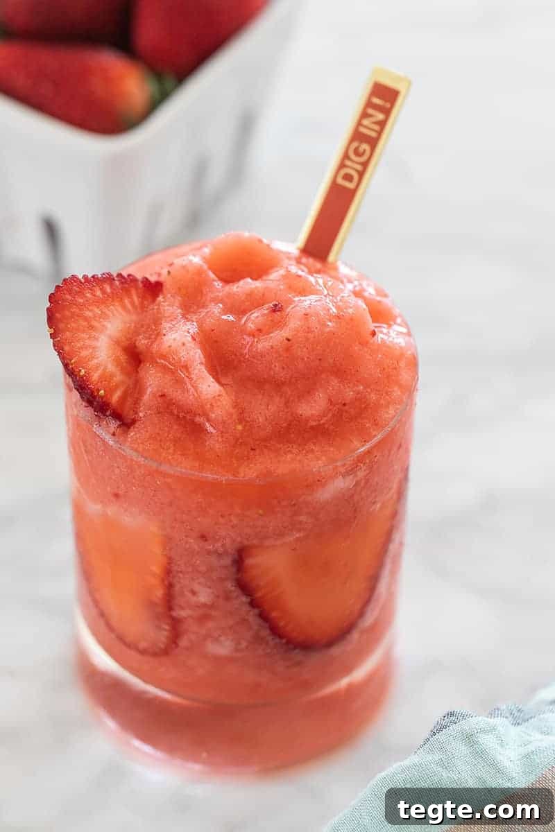 Strawberry Dessert Ideas for Entertaining Guests 8 frozen strawberry lemonade with a red spoon