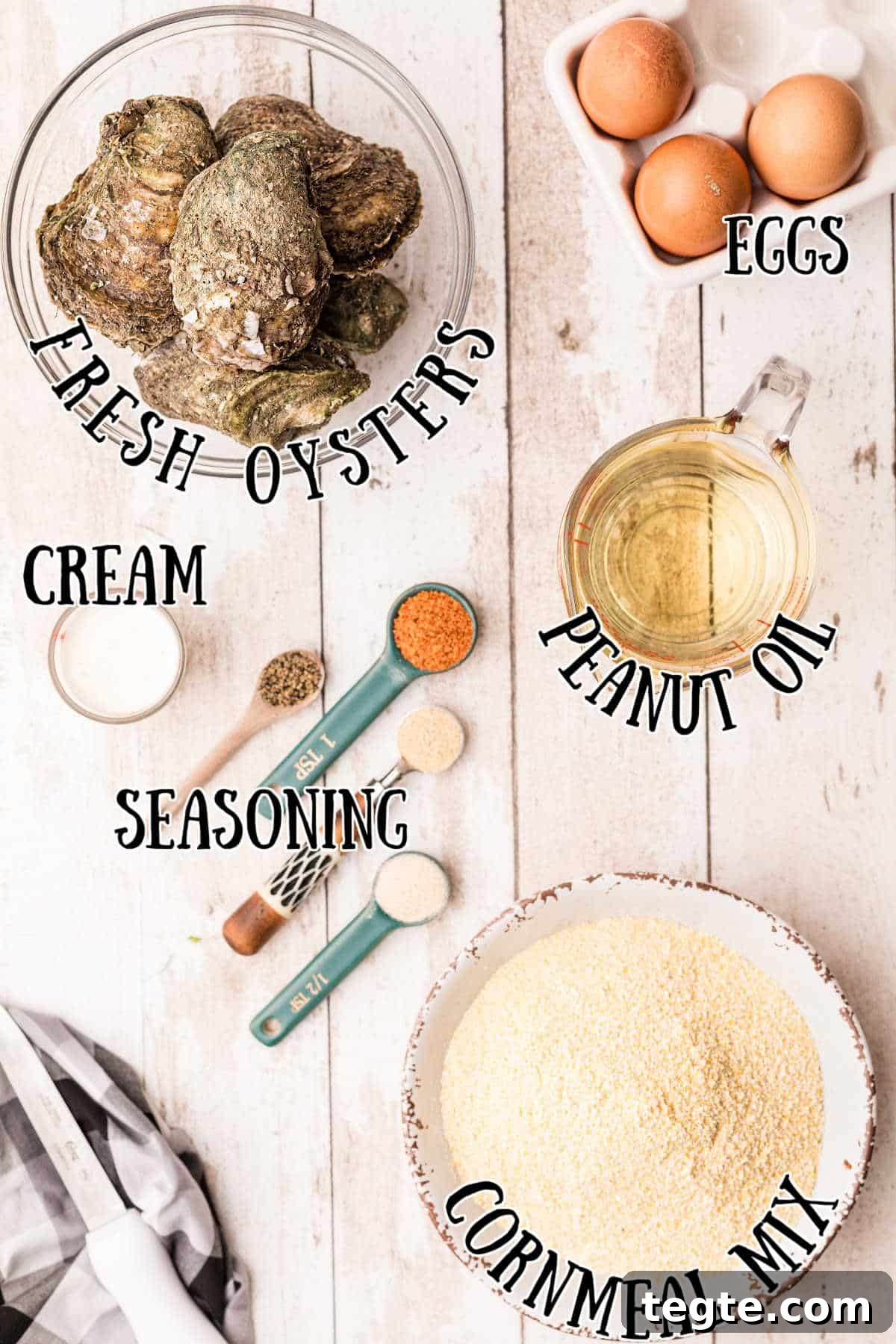 Crispy Oyster Po'Boy Sandwich Recipe for Classic New Orleans Flavor 3 ingredients laid out for fried oyster poboy
