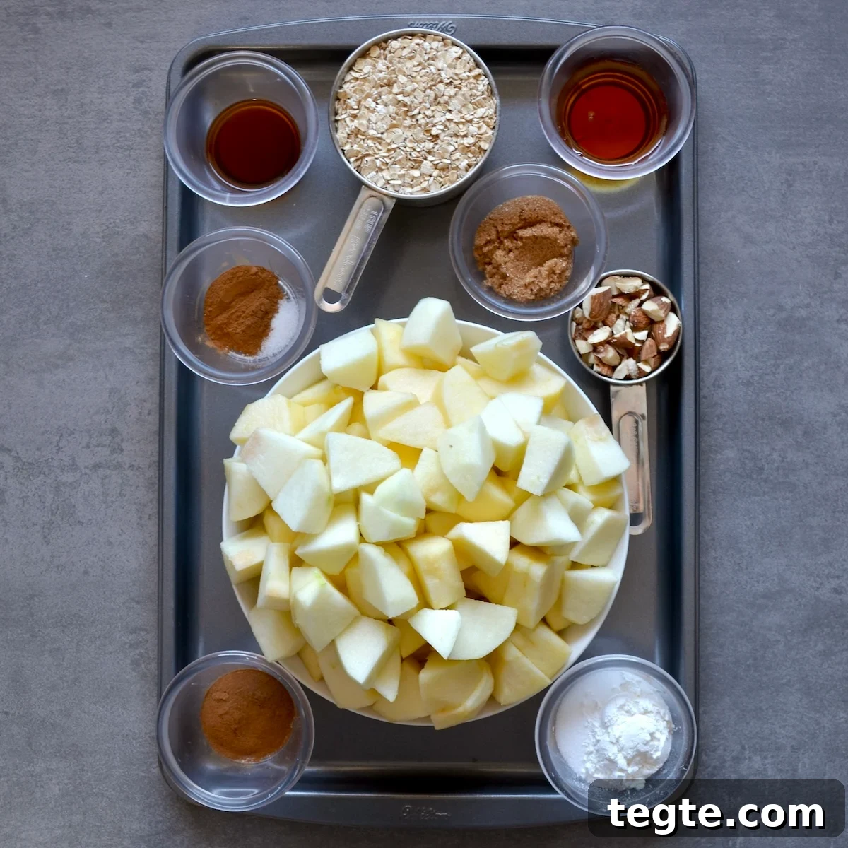 Ingredients for making apple crisp