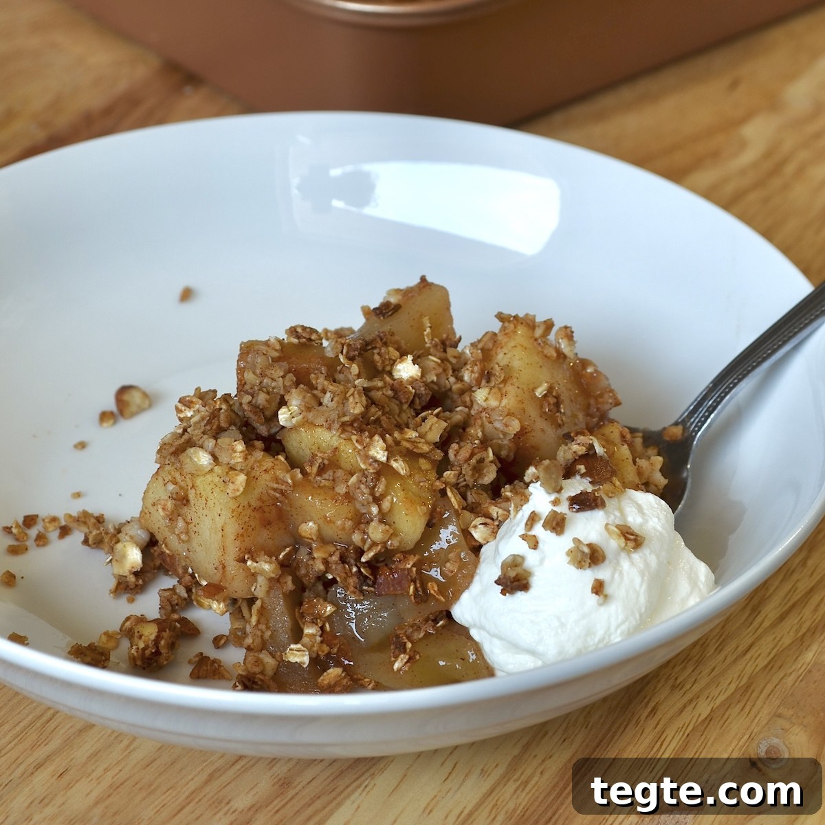 Apple crisp in a bowl