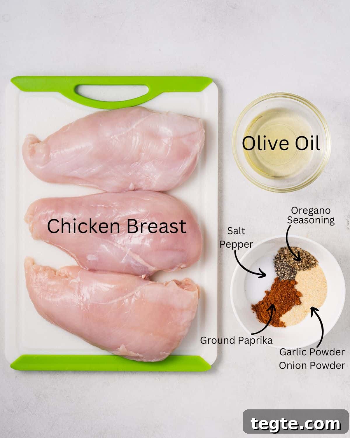 Crispy Juicy Air Fryer Chicken Breast Recipe in 20 Minutes 3 ingredients needed for air fryer chicken breasts.