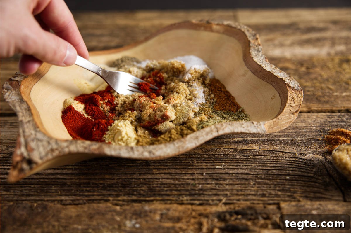 Mixing together the ingredients for the pork dry rub.