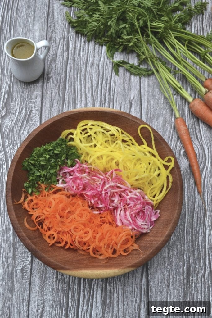 Raw Spiralized Beet & Carrot Salad | Every Last Bite Raw Beet & Carrot Spiralized Salad