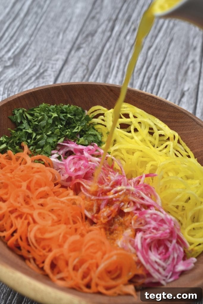 Raw Spiralized Beet & Carrot Salad | Every Last Bite Raw Beet & Carrot Spiralized Salad