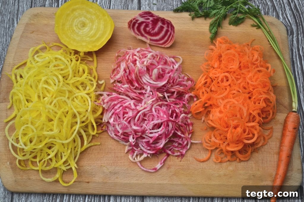Raw Spiralized Beet & Carrot Salad | Every Last Bite Raw Beet & Carrot Spiralized Salad