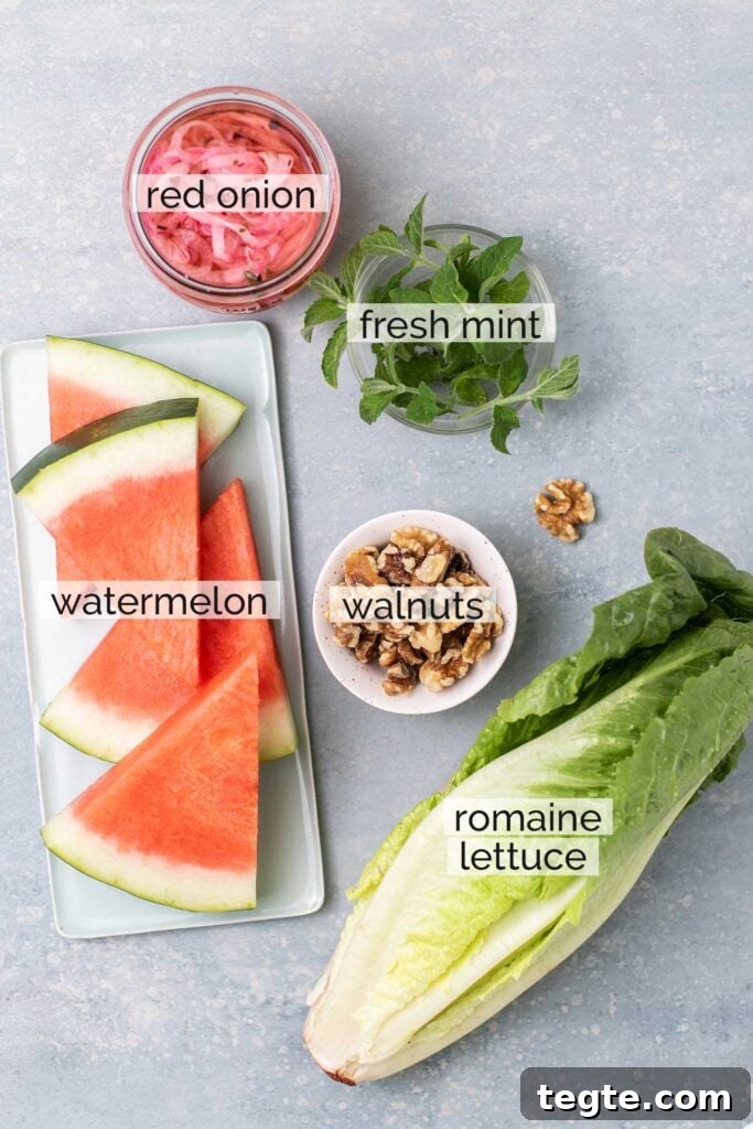 Balsamic Chicken with Watermelon Salad Recipe for Summer 5 Ingredients needed to make watermelon salads.