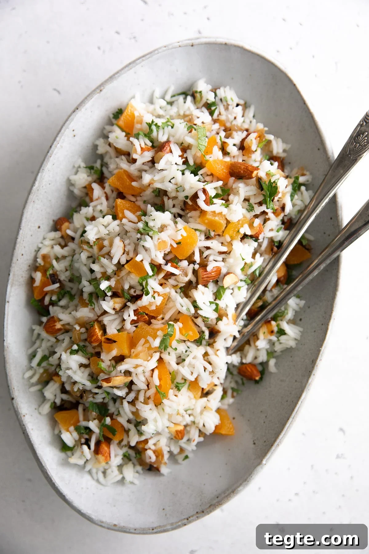 Perfect Basmati Rice on the Stove: Fluffy, No Rice Cooker Needed 5 Oval-shaped serving dish filled with basmati rice recipe.