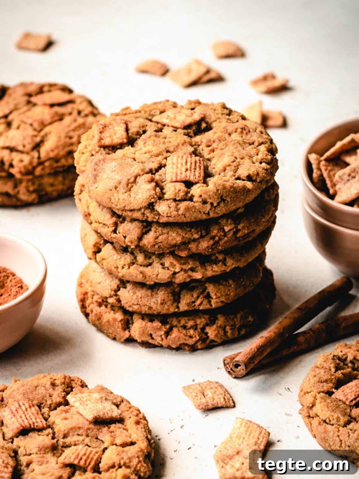 A stack of Cinnamon Toast Crunch cookies.