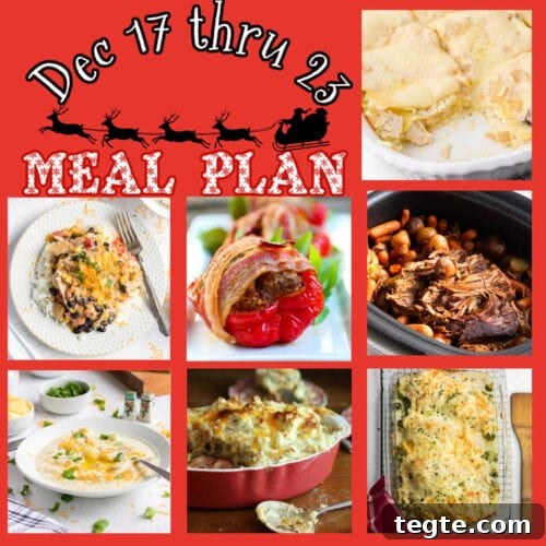 Collage of main dishes from this meal plan.