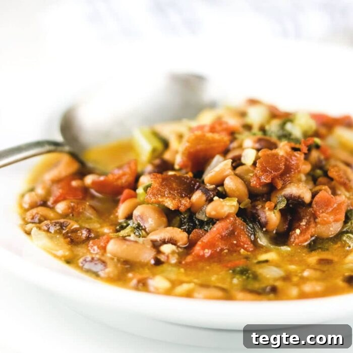 7-Day January Meal Plan: Simple Recipes for the New Year 4 Closeup of the black eyed pea soup.