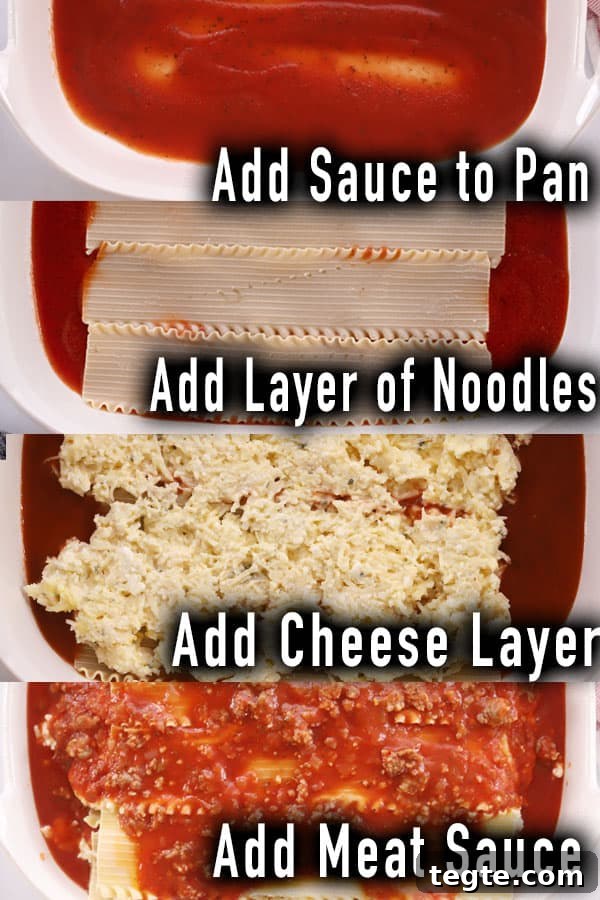 Instructions for how to add the layers when making lasagna.