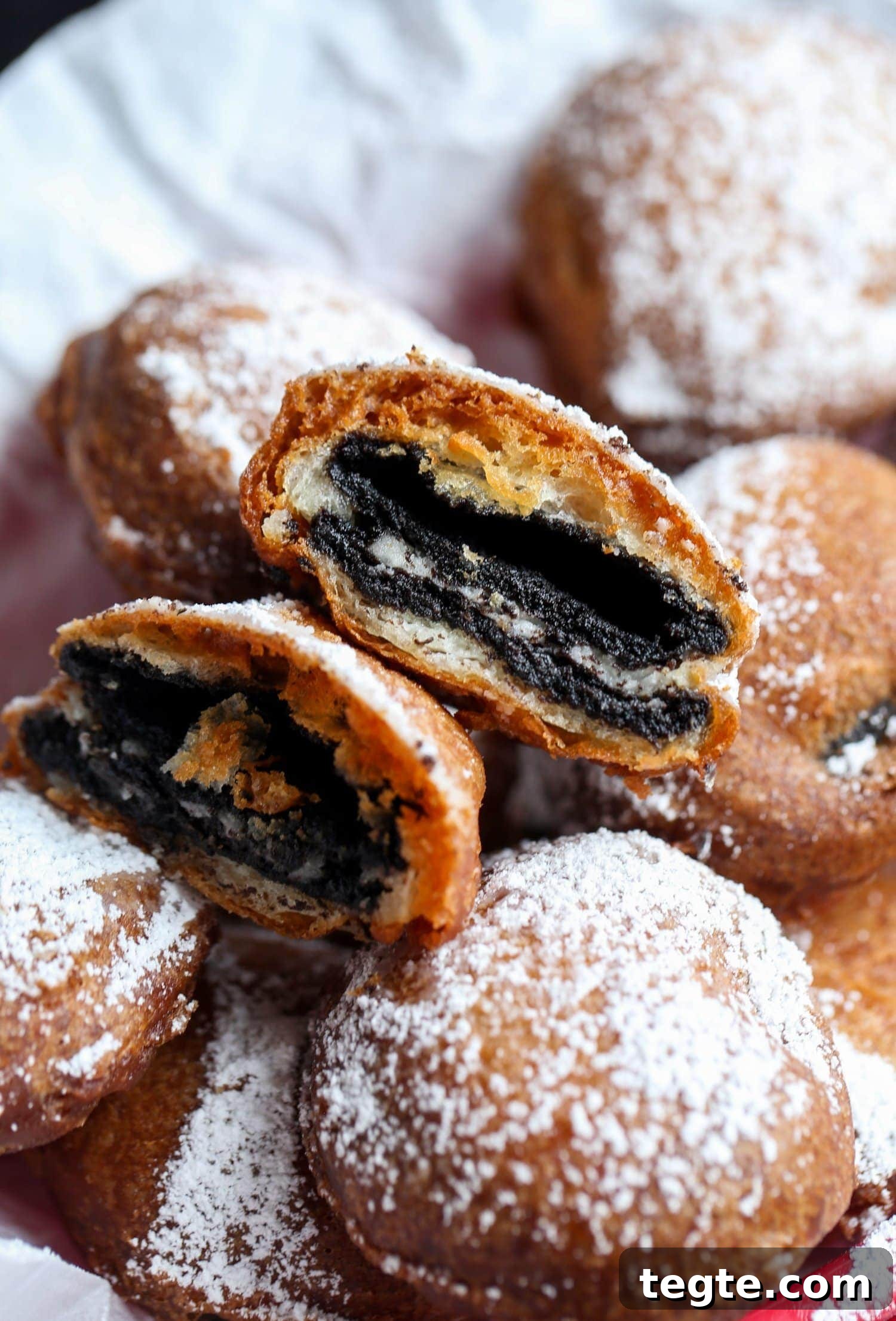 Fried Oreo cut in half