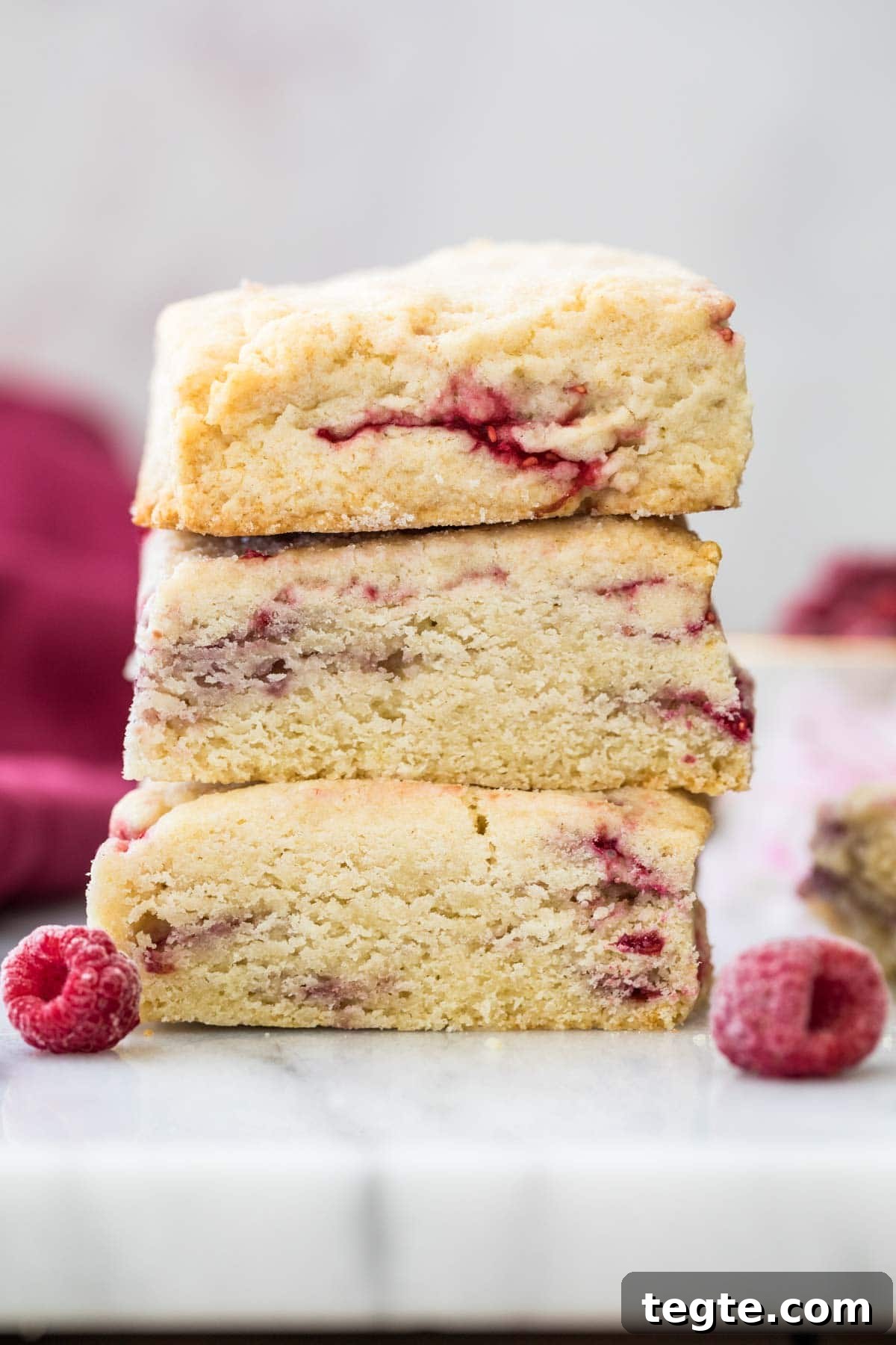 Stack of three raspberry scones