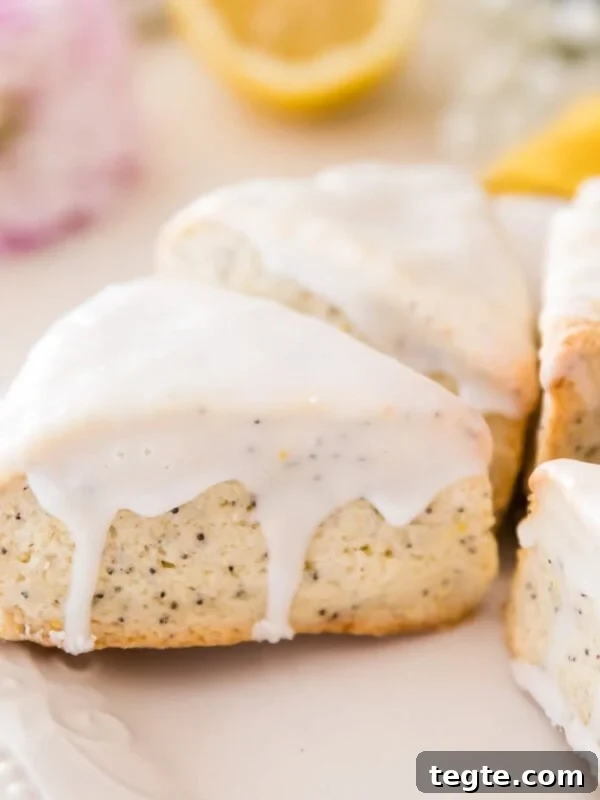 Lemon poppy seed scones, iced
