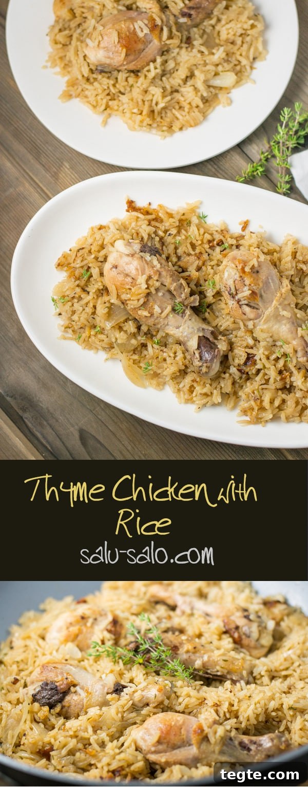 Skillet Thyme Chicken and Fluffy Rice 6 Thyme Chicken with Rice