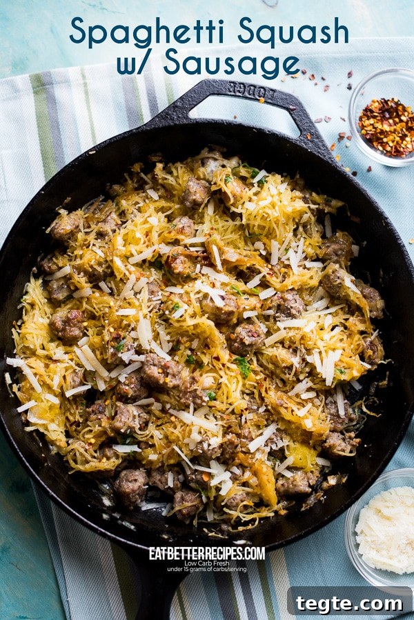 How to Cook Spaghetti Squash Recipe with Sausage | EatBetterRecipes.com How to Cook Spaghetti Squash in a skillet