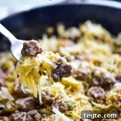 Spaghetti Squash with Italian Sausage and Parmesan 2 How to Cook Spaghetti Squash Recipe with Sausage | EatBetterRecipes.com