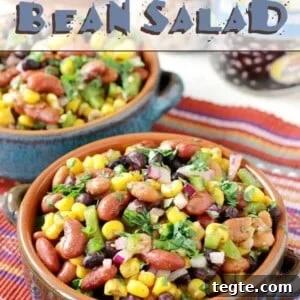 Mexican Three-Bean Salad with Cilantro Lime Dressing 2 Mexican Bean Salad in two bowls with two cans of Bush's Beans.